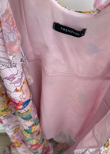 Trendyol & Milla Pembe Çiçek Desenli Uzun Bohem Kimono