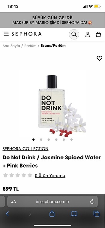 Sephora do not drink jasmine 30ml