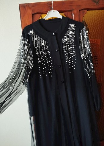 42 Beden Uzun Kollu Siyah Payetli Gotik Elbise