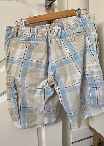 l/xl Beden Düğmeli Ekose Desenli Erkek Kargo Şort