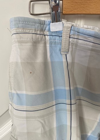 Benetton Düğmeli Ekose Desenli Erkek Kargo Şort