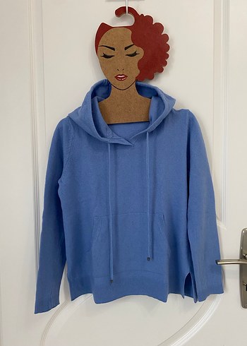 Mavi Kapüşonlu kazak - Görsel 3