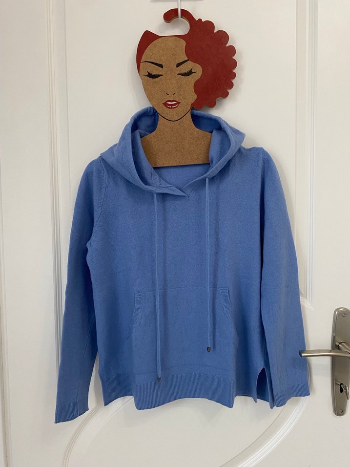 Mavi Kapüşonlu kazak - Görsel 3