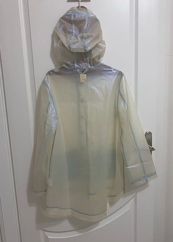 Şeffaf Kapüşonlu Midi Yağmurluk - Görsel 2