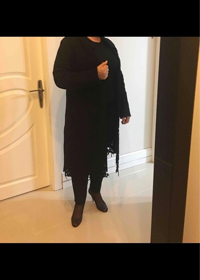 delikli yün pardesü - Görsel 3