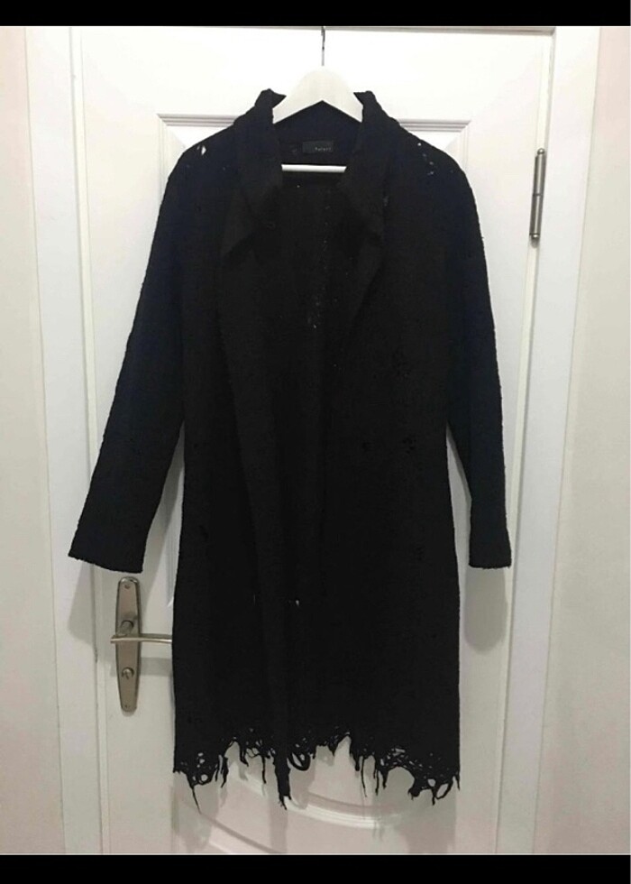 delikli yün pardesü - Görsel 4