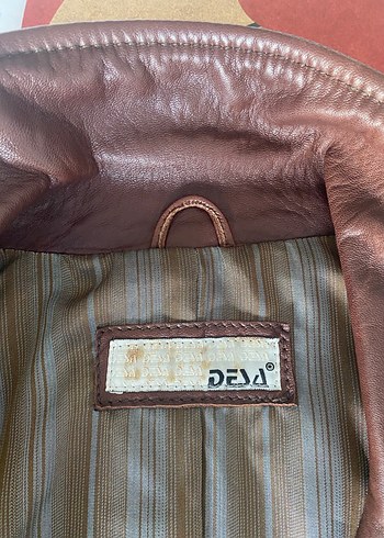 Kahverengi Deri Kemerli Kadın Ceket - Görsel 14