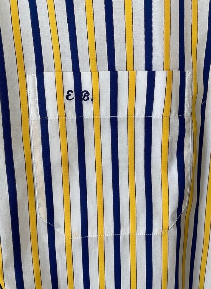 Sarı-lacivert Çizgili Uzun Kollu Erkek Gömlek - Görsel 4