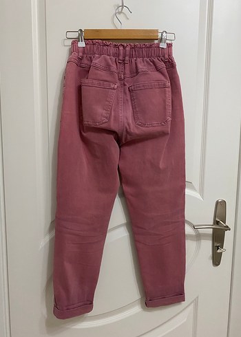 38 Beden pembe Renk Bol Kesim yumuşak Kot Pantolon