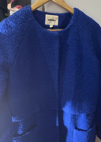 Koton Saks Mavisi Kabarık Kaban - Görsel 3