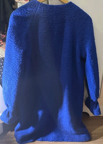 Koton Saks Mavisi Kabarık Kaban - Görsel 5