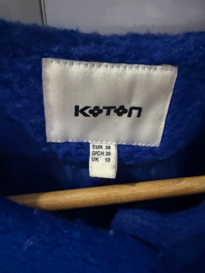 Koton Saks Mavisi Kabarık Kaban - Görsel 4