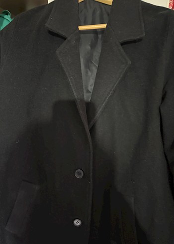 Düğmeli Siyah Midi Ofis Kabanı - Görsel 3