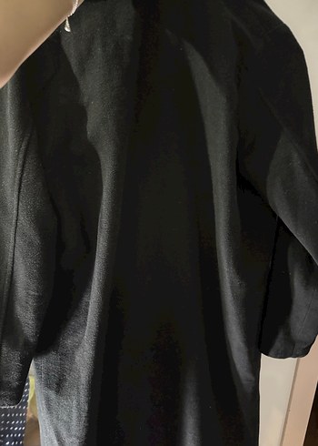 Düğmeli Siyah Midi Ofis Kabanı - Görsel 4