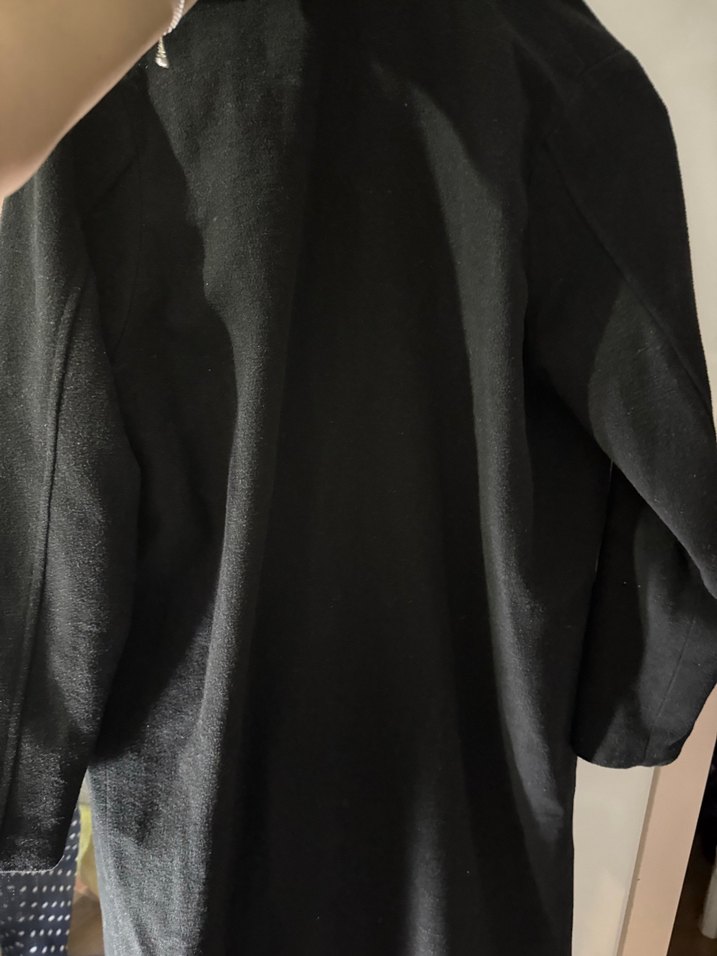 Düğmeli Siyah Midi Ofis Kabanı - Görsel 4