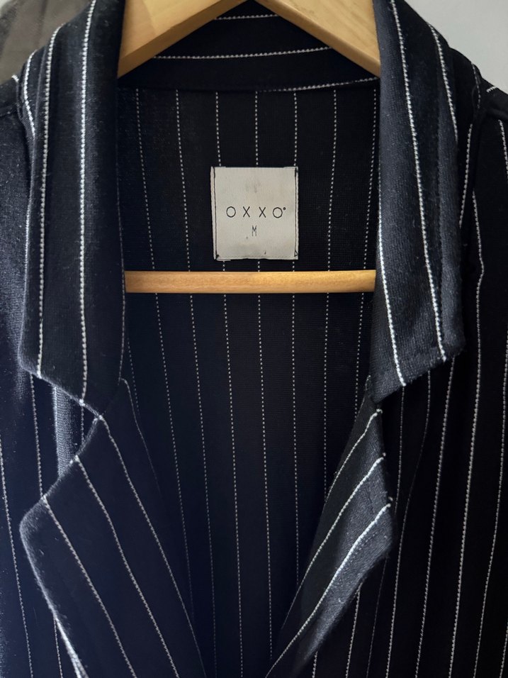 Düğmeli Siyah Çizgili Kadın Blazer Ceket - Görsel 4