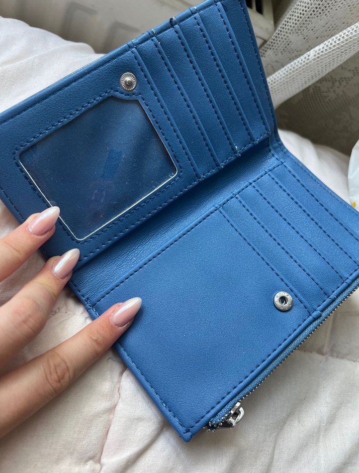 Parlak Mavi Deri Fermuarlı Kadın Cüzdanı - Görsel 3