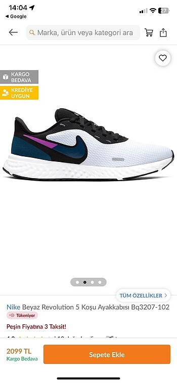 36,5 Beden Nike revolotion