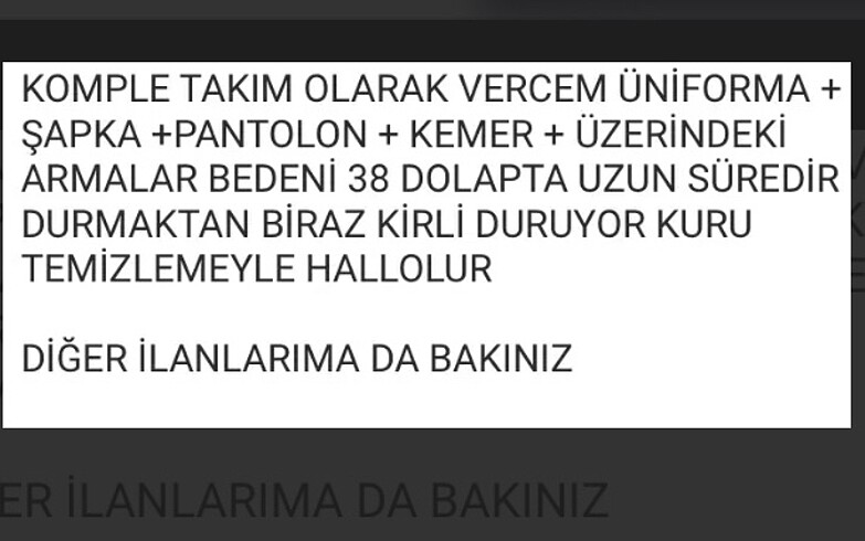 48 Beden Denizci Üniforması Takım