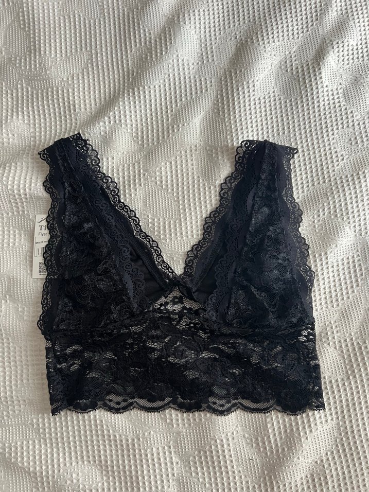 Siyah Dantelli Gotik Bralet - Görsel 2