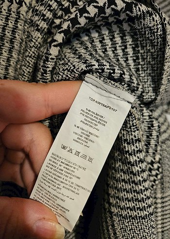 m Beden gri Renk Gri Ekose Desenli Kemerli ceket elbise