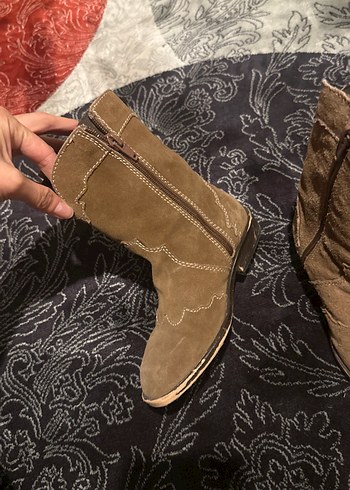 29 Beden Zara Kahverengi Süet Kız Çocuk kovboy Bot 29