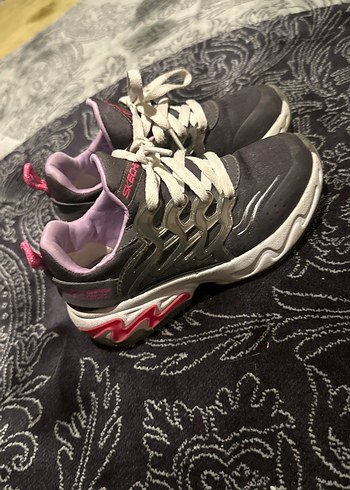 Skechers Gri lila Bağcıklı skechers kız çocuk Spor Ayakkabı