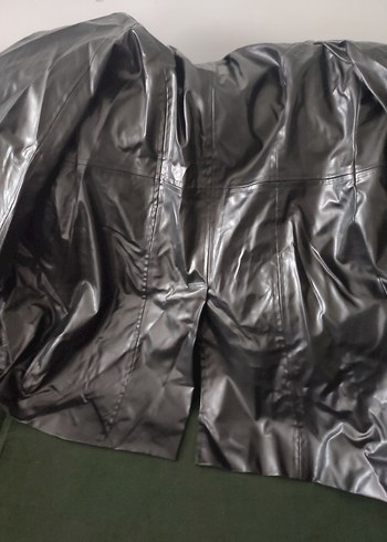 Kadın Siyah Deri Midi Ceket - Görsel 3