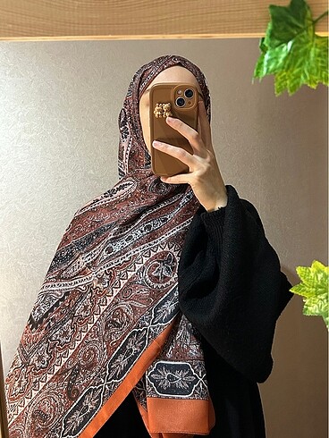 Beden Etnik Desen Pamuk Şal Kiremit