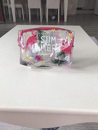Flamingolu Şeffaf çanta