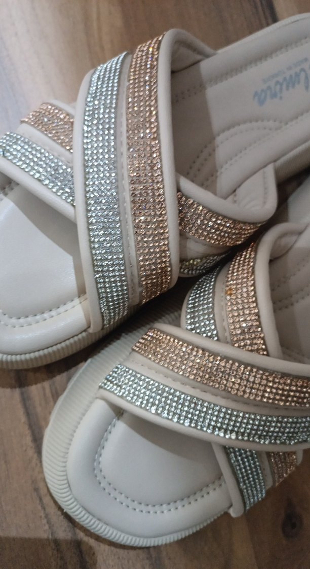 Beyaz Taşlı Platform Terlik - Görsel 5