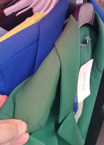 Yeşil Uzun Kesim Düğmeli Blazer Ceket - Görsel 6