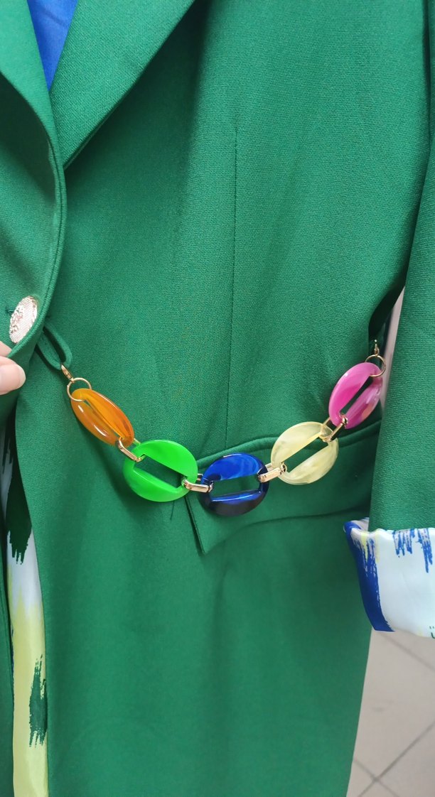 Yeşil Uzun Kesim Düğmeli Blazer Ceket - Görsel 3