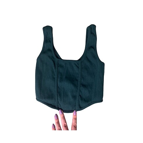 Koyu yeşil askılı crop