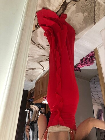 Diğer Kırmızı uzun elbise abiye