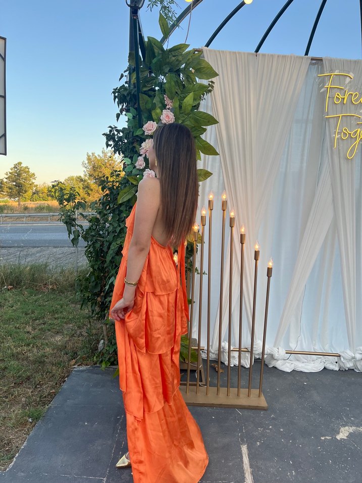 Turuncu  Uzun Elbise - Görsel 3