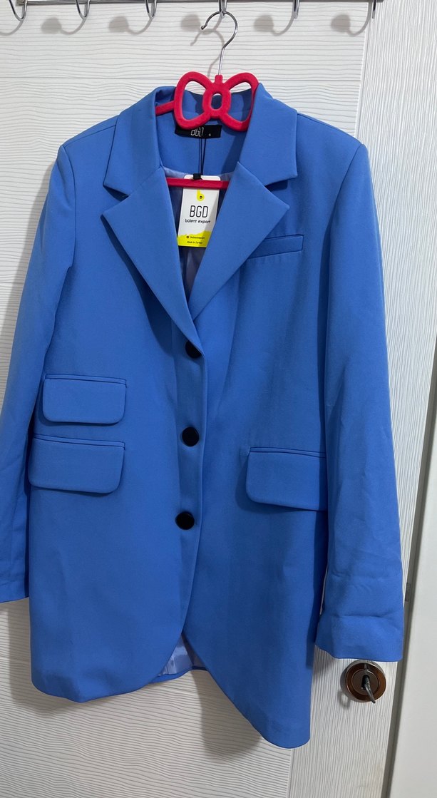 Düğmeli Mavi Kadın Blazer Ceket - Görsel 2