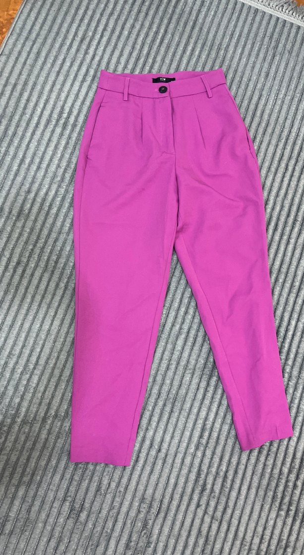 Mor Pilili Kadın Kumaş Pantolon - Görsel 4