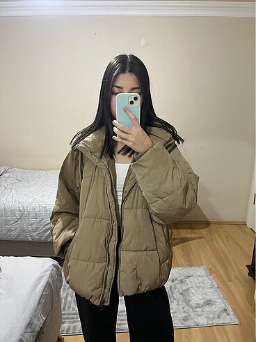 Pull&Bear camel renk puffer oversize mont