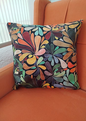 Renkli Çiçek Desenli kırlent kılıfları - Görsel 2