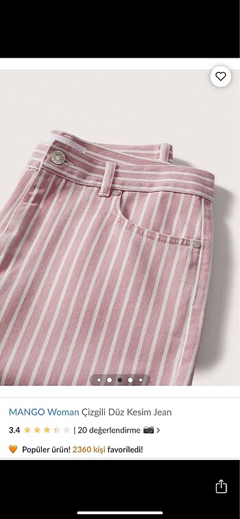Mango Mango Pembe Çizgili Jean