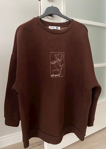 Diğer Kahverengi Baskılı Kadın Sweatshirt