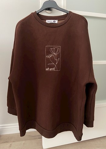 xl Beden kahverengi Renk Kahverengi Baskılı Kadın Sweatshirt