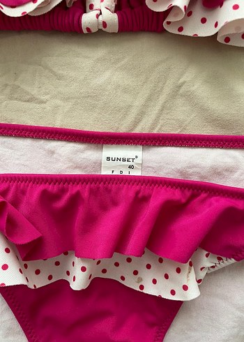 Puantiyeli Volanlı Pembe Bikini takımı - Görsel 2