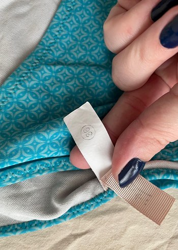 Turkuaz Mavi İp Askılı Bohem Bikini takımı - Görsel 5