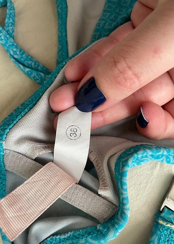 Turkuaz Mavi İp Askılı Bohem Bikini takımı - Görsel 4