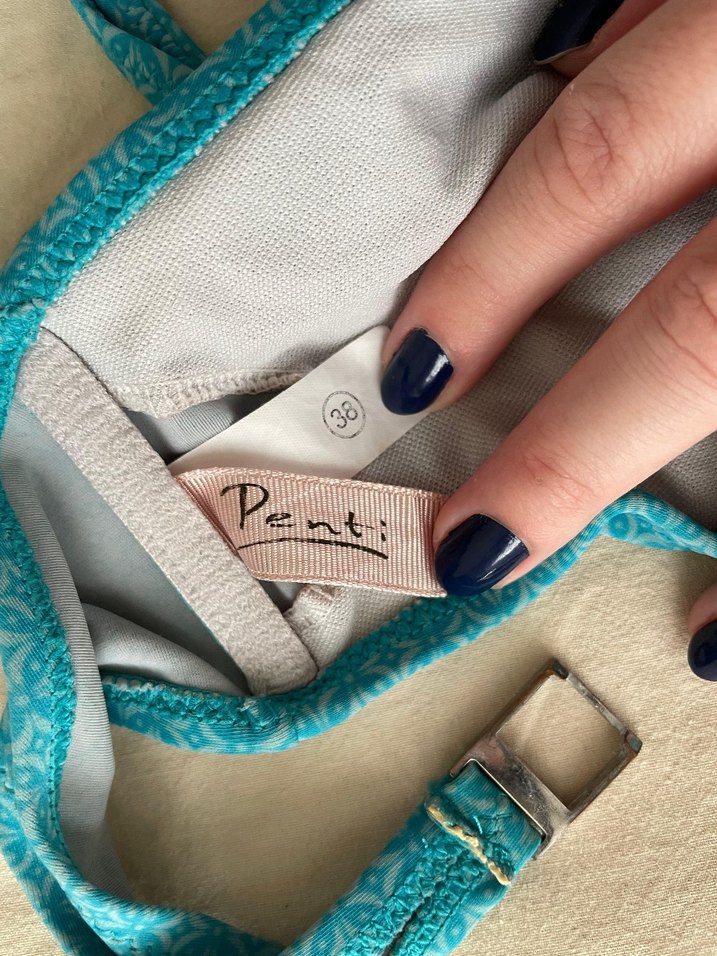 Turkuaz Mavi İp Askılı Bohem Bikini takımı - Görsel 3