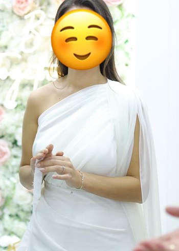 Beyaz Drapeli Tek Omuz Midi Abiye