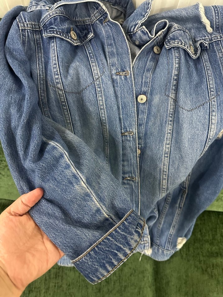 Mavi Düğmeli Kadın Denim Ceket - Görsel 2