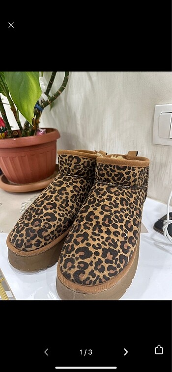 Leopar desenli ugg model bot